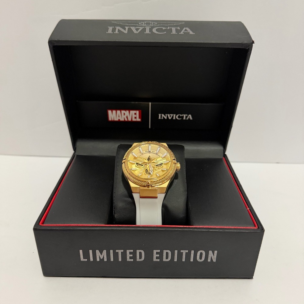 Invicta Marvel Captain Marvel Limited Edition Gold White Watch 28817 NEW Battery